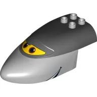 Duplo Airplane Large Fuselage Forward with Black Top with Brown Eyes on Yellow Window Print (Siddeley)