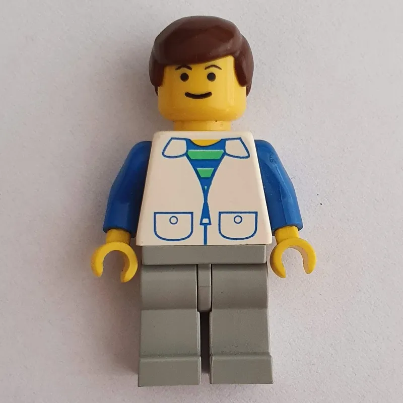 Man - White Jacket, Blue Arms, Light Gray Legs