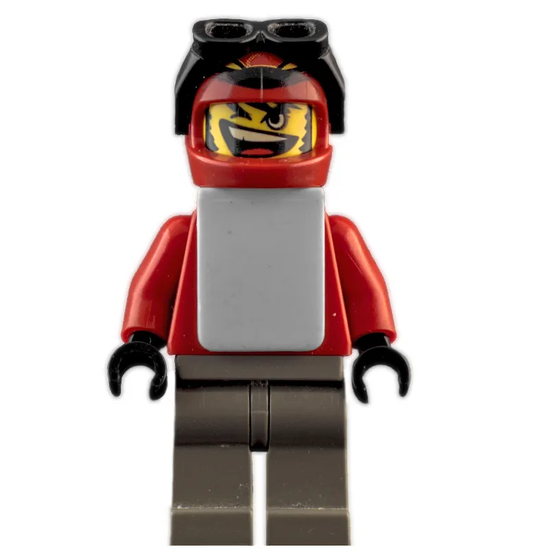 Snowboarder, Red, Dark Gray Legs, White Vest