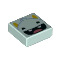 Tile 1 x 1 with Pink Monster, Bright Light Orange Horns print