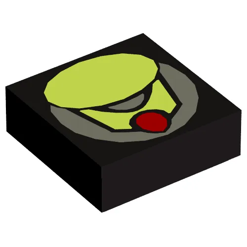 Tile 1 x 1 with Green Oval Print