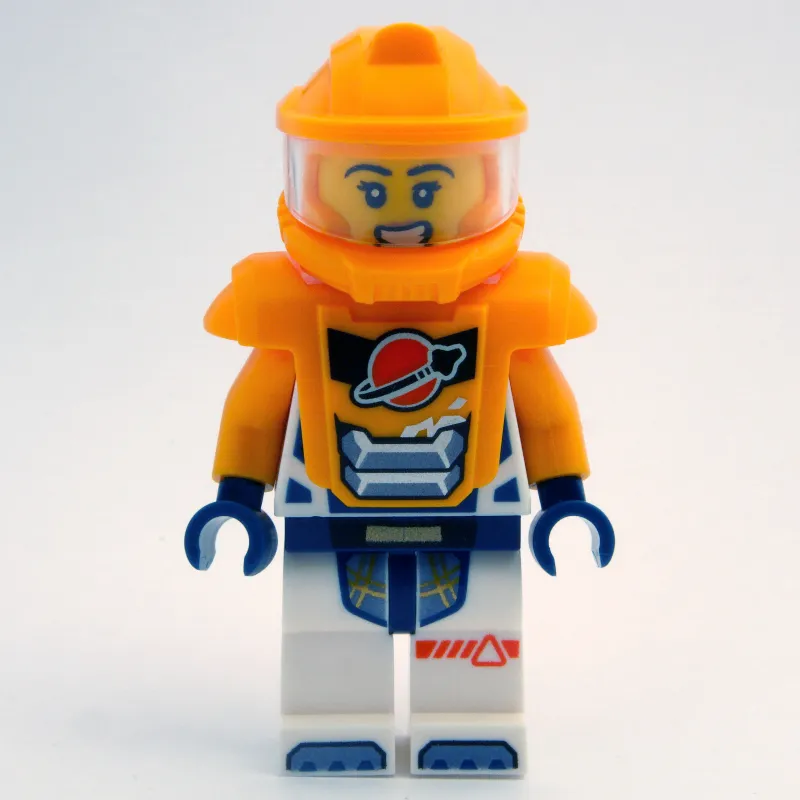 Astronaut, White Spacesuit, Bright Light Orange Armor and Helmet