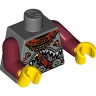 Torso Armour with Leather Collar and 3 Waist Rondels Print, Dark Red Arms, Yellow Hands