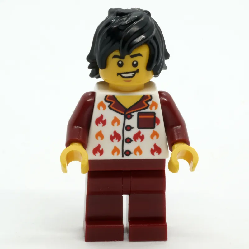 Man, Dark Red and White Pajamas