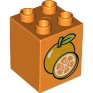 Duplo Brick 2 x 2 x 2 with Oranges Print