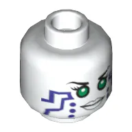 Minifig Head Pixal (P.I.X.A.L), Purple Circuitry, Green Eyes / Red Eyes Print
