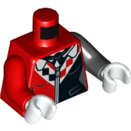 Torso, Odd Arms, Jacket with Red and Black Diamonds, Zipper, Black Undershirt Print, Left Black Arm, Right Red Arm, White Hands