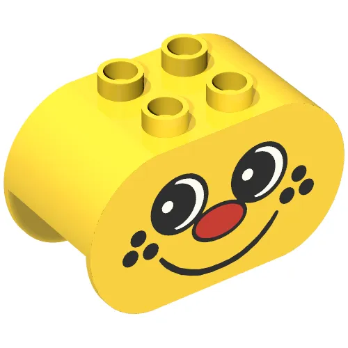 Duplo Brick 2 x 4 x 2 Rounded Ends with Red Nose and Freckle Face Print