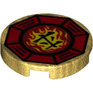Tile Round 2 x 2 with Airjitzu Fire Symbol on Red Background Print