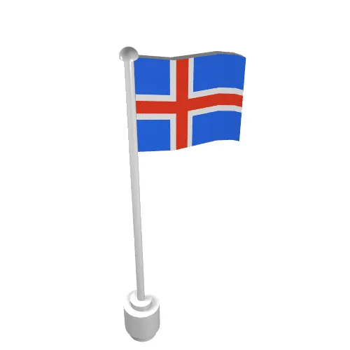 Flag on Flagpole, Wave with Iceland Print
