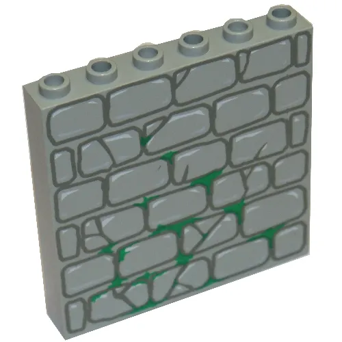 Brick 1 x 6 x 5 with Stone and Moss Print