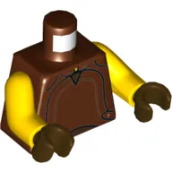 Torso Vest, Leather with Collar Print, Yellow Arms, Dark Brown Hands