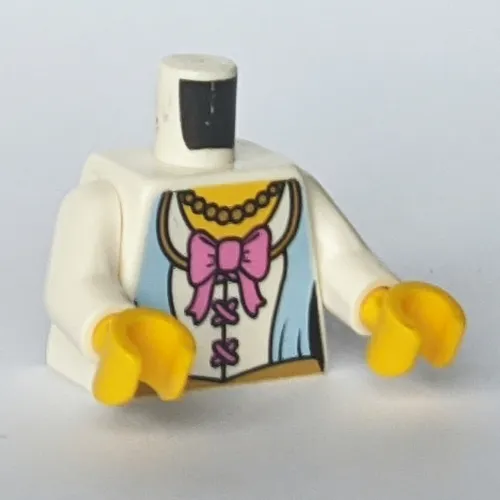 Torso Jacket, White Shirt, Dark Pink Bow / 2013 The LEGO Store Des Peres, MO Back Print, White Arms, Yellow Hands