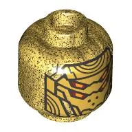 Minifig Head Imperium Claw Droid, Gold Metal Plating, 4 Bright Light Orange Eyes print