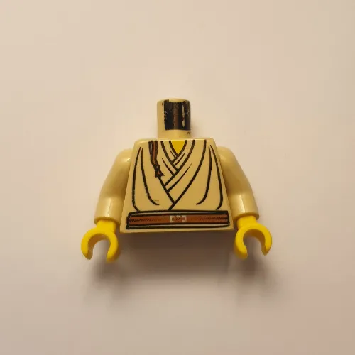 Torso Layered Shirt, Brown Belt and Padawan Braid Print (Obi-Wan), Tan Arms, Yellow Hands