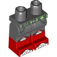 Hips with Dark Bluish Gray Legs and Red Boots Pattern with Lime Belt, White Kneecaps, Toes print