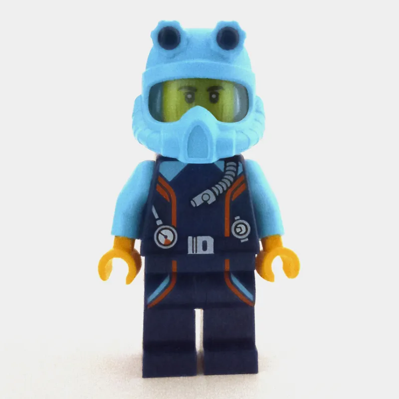 Ocean Explorer Diver, Dark Blue Wetsuit, Medium Azure Helmet