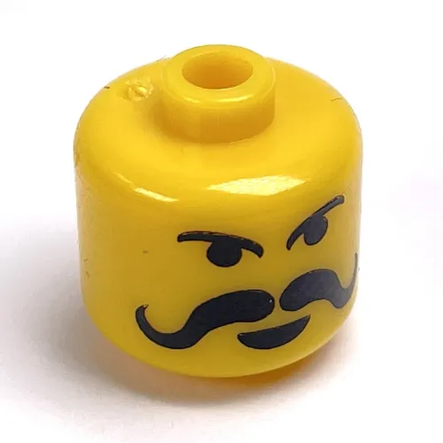Pen Bead, Round Large, Curved Edges / Cylinder with Minifig Head with Long Moustache Print