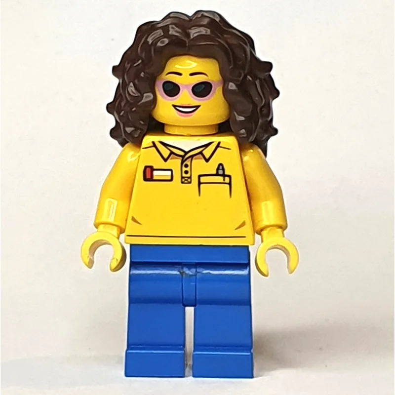 Yellow Torso, Blue Legs, Dark Brown Hair