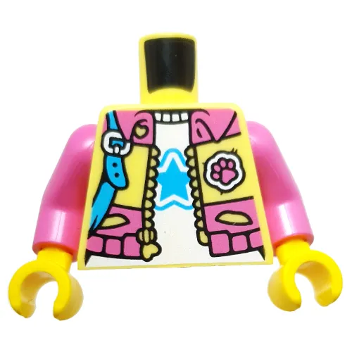 Torso, Dark Pink/Bright Light Yellow Jacket, Medium Azure Pouch, White Shirt with Medium Azure Star print, Dark Pink Arms, Yellow Hands