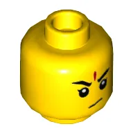Minifig Head Nezha, Eyebrows, Red Forehead Marking, Stern / Open Mouth Smile Print