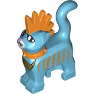 Animal, Cat, Standing with Bright Light Orange Spiky Mohawk and Collar, Bright Light Orange Stripes, Sunglasses and Gold Chain Print