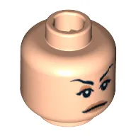 Minifig Head Irina Spalko, Peach Lips, Stern Eyebrows, White Pupils Print