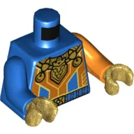 Torso, Odd Arms, Armor with Orange Panels, Gold Clasps and Emblem Print, Left Orange Arm, Right Blue Arm, Pearl Gold Hands