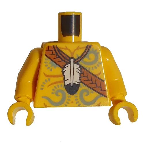 Torso, Bare Chest, Sand Blue Decorations, Orange Belt, White Feather, Pouch Print, Yellow Arms and Hands