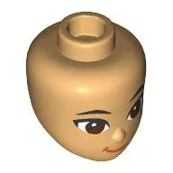 Minidoll Head, Black Eyebrows, Reddish Brown Eyes, Dark Orange Lips, Smirk