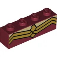 Brick 1 x 4 with Gold Double Angular Lines Print