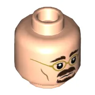 Minifig Head Florean Fortescue / Ben Urich, Goatee Beard, Gold Glasses, Neutral / Smile Showing Teeth Print