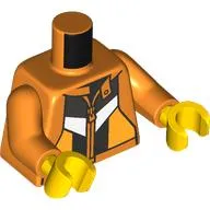 Torso, Hoody, Zipper, Black/White Bright Light Orange Shapes Print, Orange Arms, Yellow Hands
