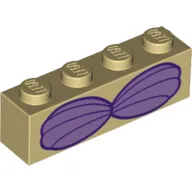 Brick 1 x 4 with 2 Violet Seashells print