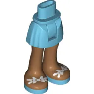 Minidoll Hips and Short Skirt with Medium Nougat Legs, Medium Azure Sandals with White Bows Print