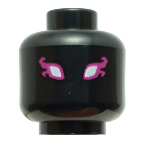 Minifig Head Mister F, White Eyes, Magenta Eyeshadow with Flames print