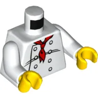 Torso Chef with 8 Buttons, Long Red Neckerchief / '2012 The LEGO Store Victor, NY' Back Print, White Arms, Yellow Hands