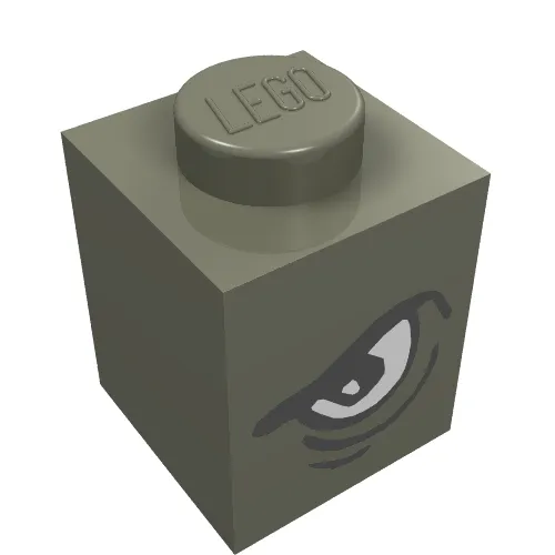 Brick 1 x 1 with Angry Eye Right / Sad Eye Left Print