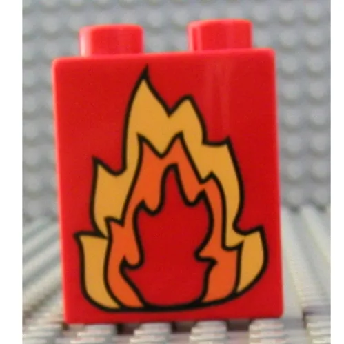 Duplo Brick 1 x 2 x 2 with Fire Print