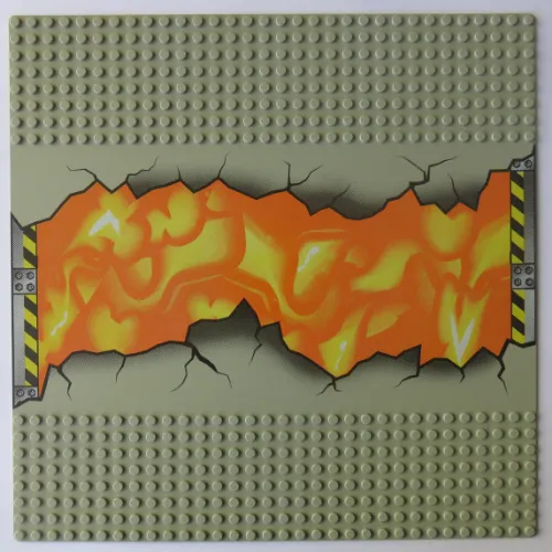 Baseplate 32 x 32 with 8-Stud Straight with Cracked Road and Lava Print