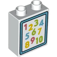 Duplo Brick 1 x 2 x 2 with Bottom Tube with Colorful Numbers (1 to 10) Print