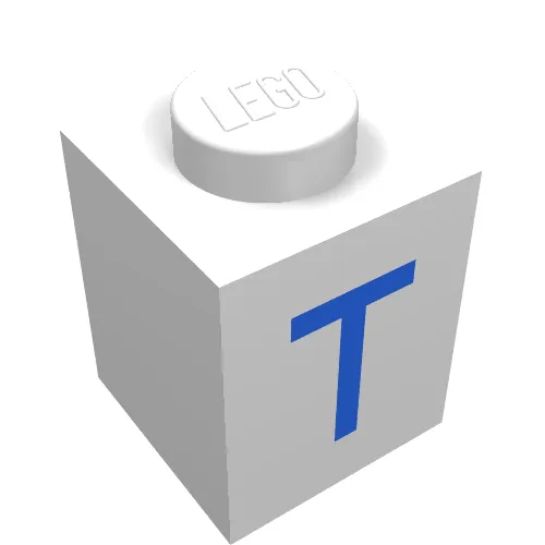 Brick 1 x 1 with Blue T Print