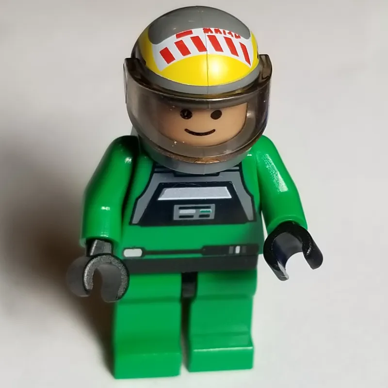 Rebel Pilot A-wing, Green Uniform, Black Eyes, Trans-Brown Visor