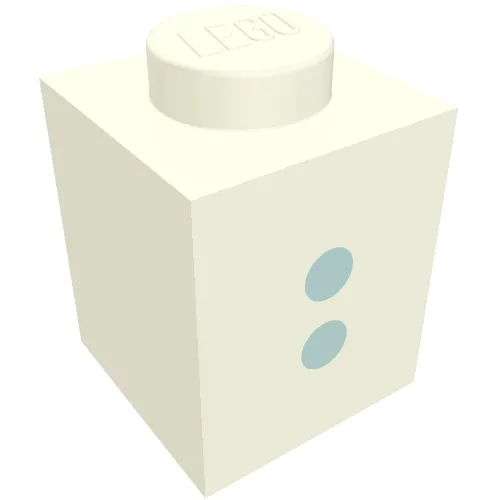 Brick 1 x 1 with Blue ':' Print (Bold Font)