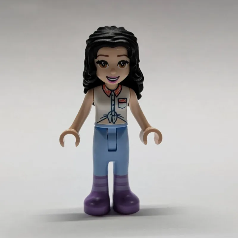 Emma - White Top, Bright Light Blue Pants