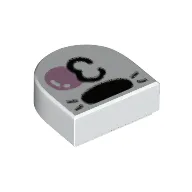 Tile Round 1 x 1 Half Circle with Snout, Bubble Gum print