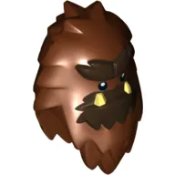 Minifig Head Special, Yeti with Shaggy Hair and Dark Brown Fur and Teeth Print