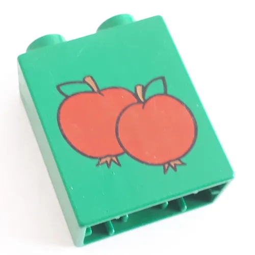 Duplo Brick 1 x 2 x 2 with Two Apples Print
