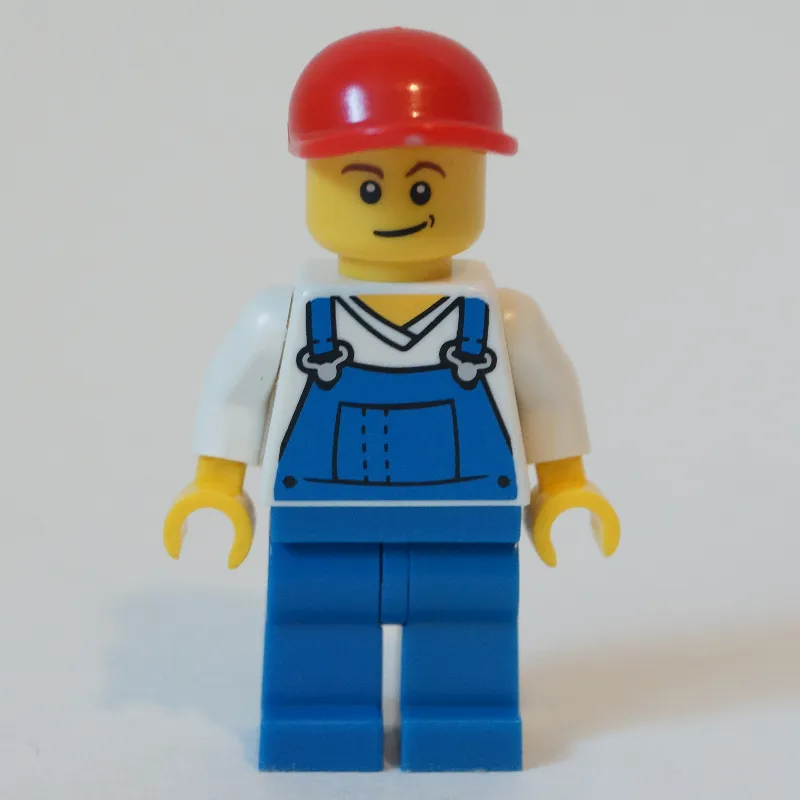 White Torso, Blue Overall, Red Cap, Male (3626b Head)