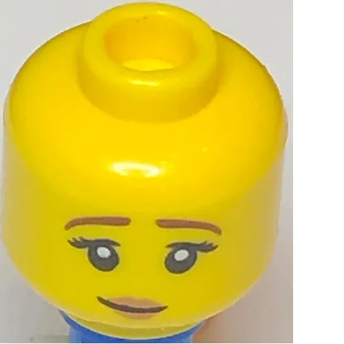 Minifig Head Brown Eyebrows, Peach Lips, Pensive Smile Print